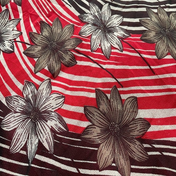 VTG 90s Red Black Floral Oriental Pull On Midi Slip Skirt 3X Whimsigoth Fairy - Picture 2 of 8